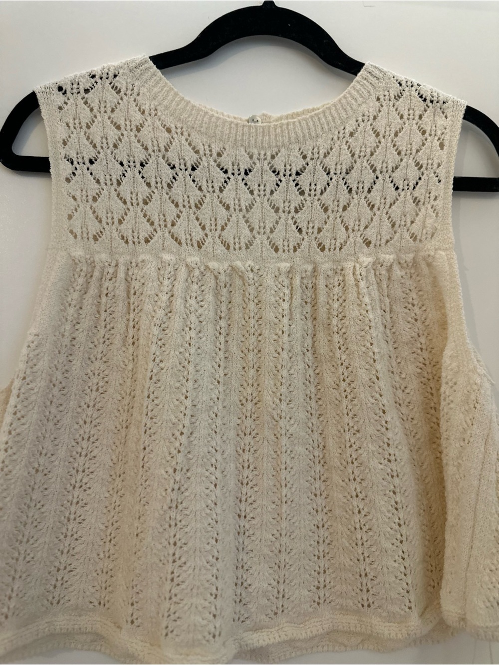 Zara Cream Open-Knit Sleeveless Tank